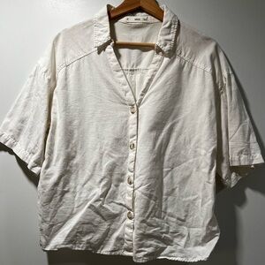 Mango linen and cotton oversized Button-Up Shirt
